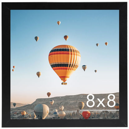 Picture of JCJMY 8x8 Picture Frame Black for Wall Hanging or Tabletop, Wall Mounting Horizontally or Vertically, 8 x 8 Square Wall Gallery Poster Photo Frame with Shatter Resistant Plexiglass, Black