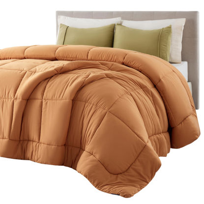 Picture of Bedsure Comforter Duvet Insert - Quilted Comforters Twin XL Size, All Season Duvet, Down Alternative Bedding Comforter with Tabs(Burnt Orange,Twin XL 92"x68")