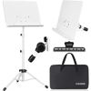 Picture of CAHAYA Sheet Music Stand & Tabletop Music Stand Solid Back with Carrying Bag for Books Notes Laptop Tablet White CY0194