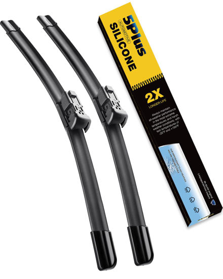 Picture of 5 PLUS® Silicone Windshield Wiper Blades 22 inch 2 Pack Replacement For 2018-2014 CHEVY Silverado 1500 2500 3500 HD/2018-2014 GMC Sierra,Automotive Replacement Windshield Wipers With Water Repellent