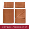 Picture of Mellanni RV Short Queen Sheets - 4 PC Iconic Collection Bedding Sheets & Pillowcases - Hotel Luxury, Extra Soft, Cooling Bed Sheets - Deep Pocket up to 10 inch (RV/Short Queen, Terracotta)