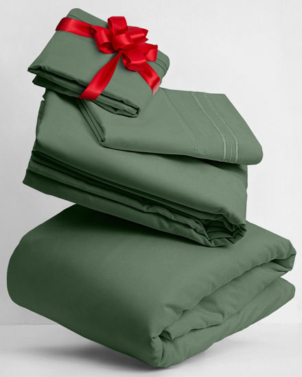 Picture of Mellanni Split King Sheets Set - 5 PC Iconic Collection Bedding Sheets & Pillowcases - Hotel Luxury, Extra Soft, Cooling Bed Sheets - for Women, Men, Kids & Teens (Split King, Sage)