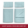 Picture of Mellanni RV Short Queen Sheets - 4 PC Iconic Collection Bedding Sheets & Pillowcases - Hotel Luxury, Extra Soft, Cooling Bed Sheets - Deep Pocket up to 10 inch (RV/Short Queen, Spa Blue)