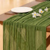 Picture of Socomi Olive Green St Patrick's Day Table Runner 120 inch Cheese Cloth Runner Spring Easter 10FT Boho Rustic Gauze Table Runner for Wedding Party Baby Shower Birthday Home Decor