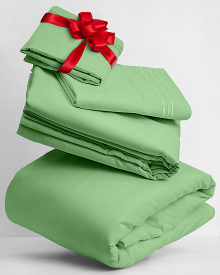 Picture of Mellanni Twin Sheets Set - 3 PC Iconic Collection Bedding Sheets & Pillowcases - Hotel Luxury, Extra Soft, Cooling Bed Sheets - for Women, Men, Kids & Teens (Twin, Pistachio)