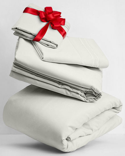 Picture of Mellanni Split King Sheets Set - 5 PC Iconic Collection Bedding Sheets & Pillowcases - Hotel Luxury, Extra Soft, Cooling Bed Sheets - for Women, Men, Kids & Teens (Split King, Ivory)