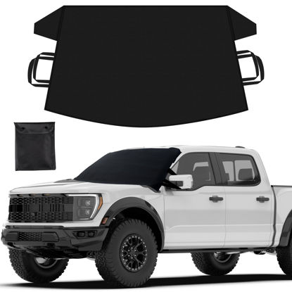 Picture of EcoNour Truck Windshield Cover for Ice and Snow | Durable Oxford Fabric | Frost Cover Suits for Suvs, Trucks, Station Wagons & Minivans | Essential Car Winter Accessories | X-Large (74" x 43")