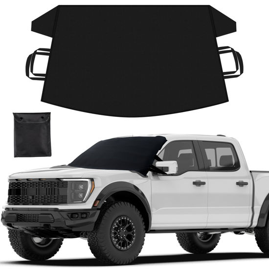 Picture of EcoNour Truck Windshield Cover for Ice and Snow | Durable Oxford Fabric | Frost Cover Suits for Suvs, Trucks, Station Wagons & Minivans | Essential Car Winter Accessories | X-Large (74" x 43")