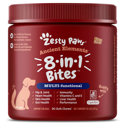 Picture of Zesty Paws Multivitamin Treats for Dogs - Glucosamine Chondroitin for Joint Support + Digestive Enzymes & Probiotics - Grain Free Dog Vitamin for Skin & Coat + Immune Health - AE - 90 Count