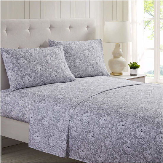 Picture of Mellanni Twin XL Sheets Set - 3 PC Iconic Collection Bedding Sheets & Pillowcases - Hotel Luxury, Extra Soft, Cooling Bed Sheets - for Women, Men, Kids & Teens (Twin Extra Long, Paisley Gray)