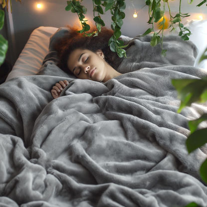 Picture of Bedsure Fleece Bed Blankets Full Size Grey - Soft Lightweight Plush Fuzzy Cozy Luxury Blanket Microfiber, 84x90 inches