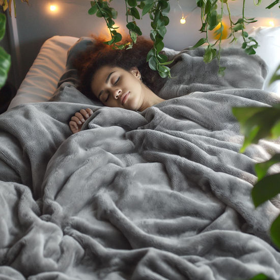 Picture of Bedsure Fleece Bed Blankets Full Size Grey - Soft Lightweight Plush Fuzzy Cozy Luxury Blanket Microfiber, 84x90 inches