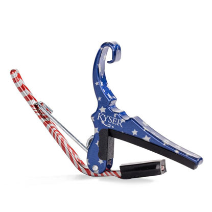 Picture of Kyser Musical Products Quick-Change Guitar Capo, KG6STARA, Stars & Stripes - For 6-String Acoustic Guitars, Made in USA, Quality, Strong, Lightweight, Quick & Easy, Innovative, Perfect Fit