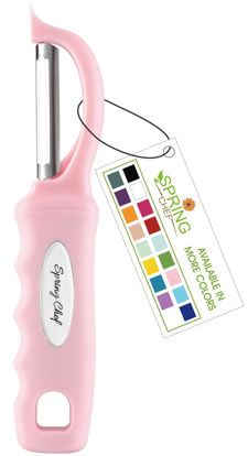 Picture of Spring Chef Premium Swivel Vegetable Peeler, Soft Grip Handle and Ultra Sharp Stainless Steel Blades - Perfect Kitchen Peeler For Veggie, Fruit, Potato, Carrot, Apple - Pink Lemonade