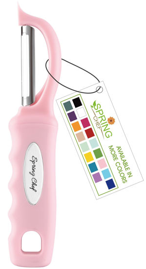 Picture of Spring Chef Premium Swivel Vegetable Peeler, Soft Grip Handle and Ultra Sharp Stainless Steel Blades - Perfect Kitchen Peeler For Veggie, Fruit, Potato, Carrot, Apple - Pink Lemonade
