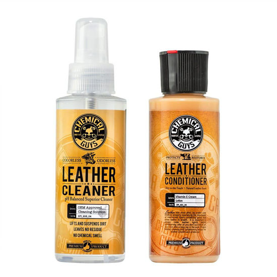 Picture of Chemical Guys SPI_109_04 Leather Cleaner and Conditioner Complete Leather Care Kit for Use on Car Interiors, Leather Apparel, Furniture, Shoes, Boots, Bags & More (2 - 4 fl oz Bottles)