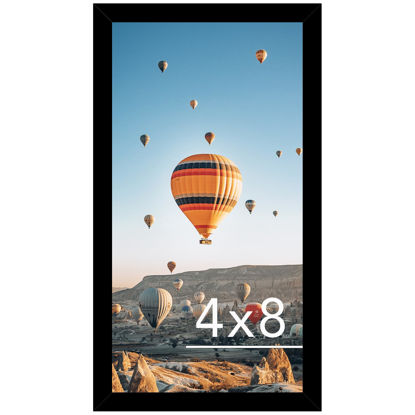 Picture of JCJMY 4x8 Picture Frame Black for Wall Hanging or Tabletop, Wall Mounting Horizontally or Vertically, 4 x 8 Wall Gallery Poster Photo Frame with Shatter Resistant Plexiglass, Black