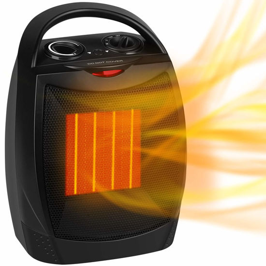 Picture of GiveBest Portable Electric Space Heater, 1500W/750W Ceramic Heater with Thermostat, Heat Up 200 Square Feet in Minutes, Safe and Quiet for Office Room Desk Indoor Use