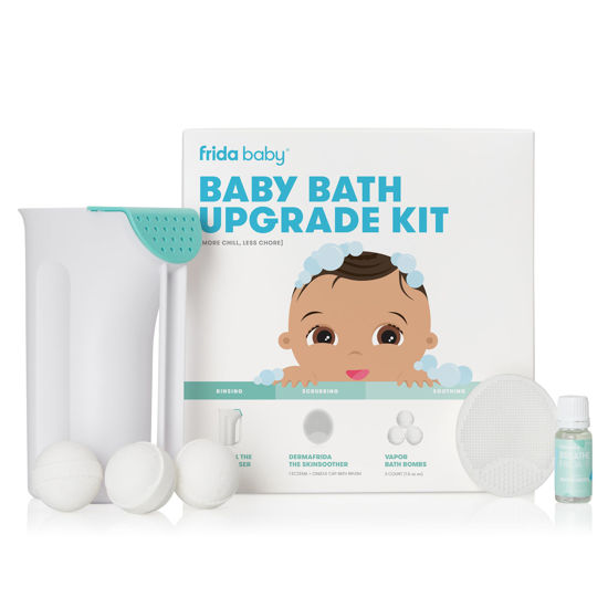 Picture of Frida Baby Baby Bath Upgrade Kit | Infant and Toddler Bath Essentials, Rinser Cup, Baby Bath Silicone Brush, Bath Bombs, Essential Oil Vapor Drops
