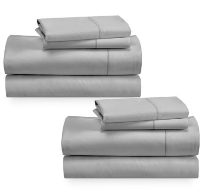 Picture of California Design Den 2-Pack King Sheet Set 400 Thread Count 100% Cotton Sateen - Extra Soft, Breathable & Cooling Sheets, Wrinkle Resistant, 2 Sets of Deep Pocket King Sheet Set Cotton - Light Grey