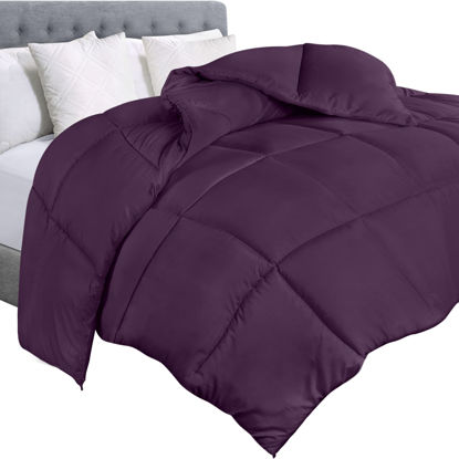 Picture of Utopia Bedding Comforter Duvet Insert, Quilted Comforter with Corner Tabs, Box Stitched Down Alternative Comforter Twin (Plum)