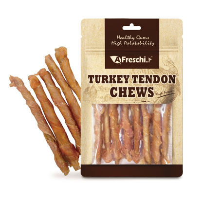 Picture of Afreschi Turkey Treats for Dogs, Dog Treats for Wrapped Series, All Natural Human Grade Dog Treat, Turkey Sourced from USA, Hypoallergenic, Rawhide Alternative, Wrapped Chicken Stick