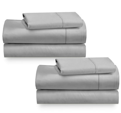 Picture of California Design Den 2-Pack Twin XL Sheet Set Cotton - 400 Thread Count 100% Cotton Sateen - Extra Soft, Breathable & Cooling Sheets, Wrinkle Resistant, 2 Sets of Deep Pocket Bed Sheets - Light Grey