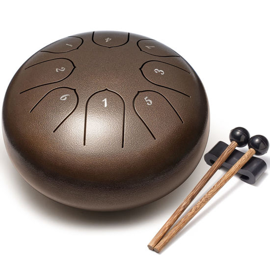 Picture of Steel Tongue Drum Musical Instruments: 6 Inch 8 Notes Lronbird Metal Hand Drums, Music Gifts for Family Friends (Bronze)