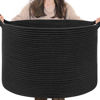 Picture of INDRESSME Large Laundry Basket 21.7" x 21.7" x 13.8" Woven Baskets for Storage Rope Blanket Basket for Living Room Toy Baskets Bin Storage Kids Shoe Basket for Entryway, Black