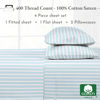 Picture of California Design Den Striped Bed Sheets California King Size - 100% Cotton Sheets Set, Luxury 400 Thread Count Sateen, Deep Pocket California King Sheets with Printed Pattern (Cape Stripe)