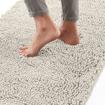 Picture of Gorilla Grip Bath Rug Mat 24x17, Thick Soft Absorbent Chenille, Rubber Backing Quick Dry Microfiber Mats, Machine Washable Rugs for Shower Floor, Bathroom Runner Bathmat Accessories Decor, Cloud