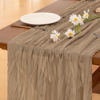 Picture of Socomi 3pcs Nude Coffee Table Runner Spring Easter Cheesecloth Table Runner 120 inch Cheese Cloth Runner 10FT Boho Rustic Gauze Table Runner for Wedding Party Baby Shower Birthday Decor