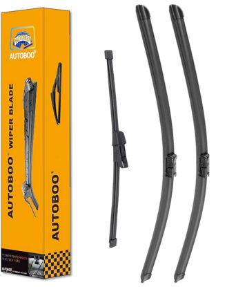 Picture of AUTOBOO 25"+22" Windshield Wipers with 15" Rear Wiper Blade Replacement for Volkswagen VW Tiguan 2018 2019 2020 2021 2022 -Original Factory Quality (Pack of 3)