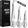 Picture of Eddeas Tongs For Cooking - All Metal Heat Resistant 600 Degrees Kitchen Tongs, Stainless Steel Locking Tongs, For Food,Salad, BBQ, Grill, Dishwasher, Set of 3-7",9" & 12 inch