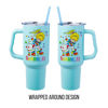 Picture of Silver Buffalo Rainbow Brite and Twink Sparkle Stainless Steel Tumbler with Handle and Straw, Fits in Standard Cup Holder, 40 Ounces