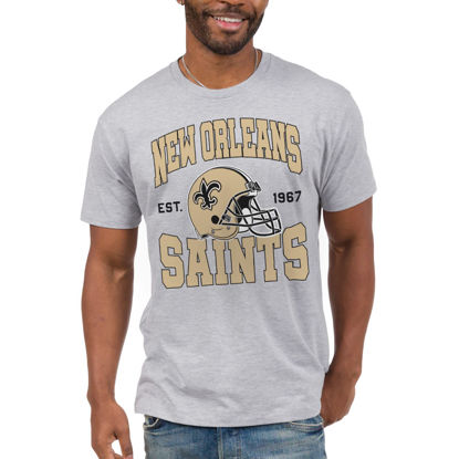 Picture of Junk Food Clothing x NFL - New Orleans Saints - Team Helmet - Unisex Adult Short Sleeve Fan T-Shirt for Men and Women - Size Medium