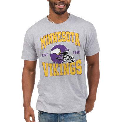 Picture of Junk Food Clothing x NFL - Minnesota Vikings - Team Helmet - Unisex Adult Short Sleeve Fan T-Shirt for Men and Women - Size X-Large