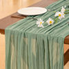 Picture of Socomi 3pcs Sage Green Table Runner Spring Easter Cheesecloth Table Runner 120 inch Cheese Cloth Runner 10FT Boho Rustic Gauze Table Runner for Wedding Party Baby Shower Birthday Decor