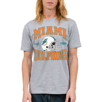 Picture of Junk Food Clothing x NFL - Miami Dolphins - Team Helmet - Unisex Adult Short Sleeve Fan T-Shirt for Men and Women - Size Large