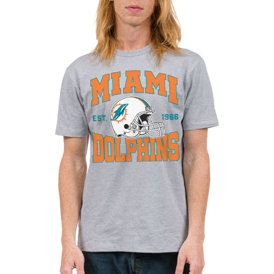Picture of Junk Food Clothing x NFL - Miami Dolphins - Team Helmet - Unisex Adult Short Sleeve Fan T-Shirt for Men and Women - Size Medium