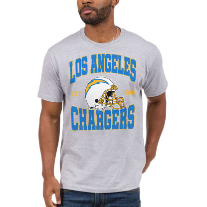 Picture of Junk Food Clothing x NFL - Los Angeles Chargers - Team Helmet - Unisex Adult Short Sleeve Fan T-Shirt for Men and Women - Size Large