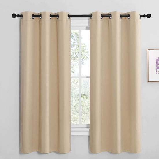 Picture of NICETOWN Room Darkening Curtain Panels for Cafe, Thermal Insulated Grommet Room Darkening Draperies/Drapes for Window (Biscotti Beige, 2 Panels, W42 x L68 -inch)