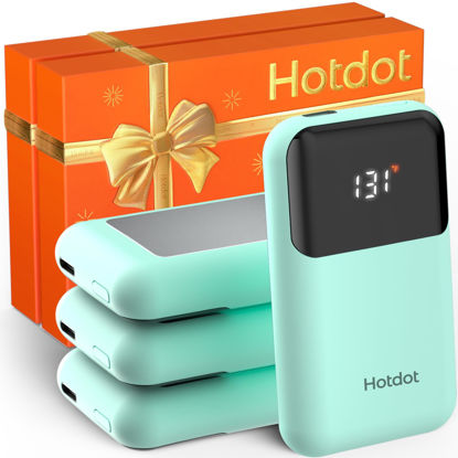 Picture of Hotdot Hand Warmers Rechargeable with Gift Box, 4 Pack Electric Hand Warmer with LED Display Battery and Temperature, 4 Heating Levels Portable Hot Hands, for Men, Women, Hunting Cyan