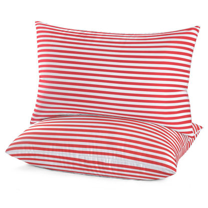 Picture of EIUE Bed Pillows for Sleeping 2 Pack Queen Size，Super Soft Down Alternative Microfiber Filled Pillows,Pillows for Side and Back Sleepers,20 x 30 Inches,Red