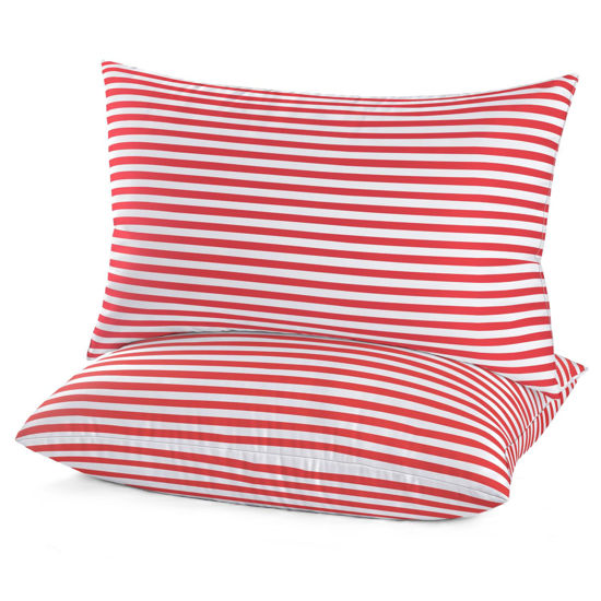 Picture of EIUE Bed Pillows for Sleeping 2 Pack Queen Size，Super Soft Down Alternative Microfiber Filled Pillows,Pillows for Side and Back Sleepers,20 x 30 Inches,Red