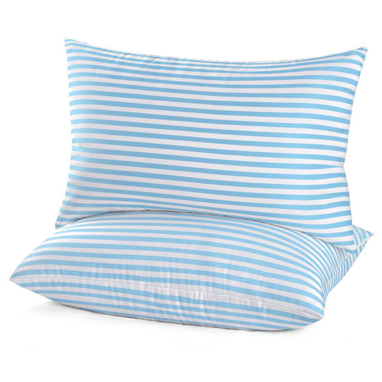 Picture of EIUE Bed Pillows for Sleeping 2 Pack Queen Size，Super Soft Down Alternative Microfiber Filled Pillows,Pillows for Side and Back Sleepers,20 x 30 Inches,Blue
