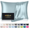 Picture of Silk Pillowcase for Hair and Skin, Mulberry Silk Pillow Cases King Size, Anti Acne Cooling Sleep Both Sides Natural Silk Satin Pillow Case Covers with Hidden Zipper, Gifts for Women Men, Aqua Blue