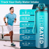 Picture of QLUR Water Bottle with Straw, 32oz Motivational Water Bottles with Time Marker to Drink, Tritan BPA Free, 1L Sports Water Bottle with Carry Strap LeakProof for Women Gym Fitness Outdoor (1 Pack)
