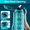 Picture of QLUR Water Bottle with Straw, 32oz Motivational Water Bottles with Time Marker to Drink, Tritan BPA Free, 1L Sports Water Bottle with Carry Strap LeakProof for Women Gym Fitness Outdoor (1 Pack)