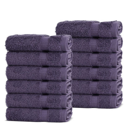 Picture of Chakir Turkish Linens | Hotel & Spa Quality 100% Cotton Premium Turkish Towels | Soft & Absorbent (12-Piece Washcloths, Plum)